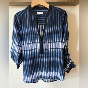 Vince| Silk Ombre Striped Long Sleeve Blouse, Size 8•••